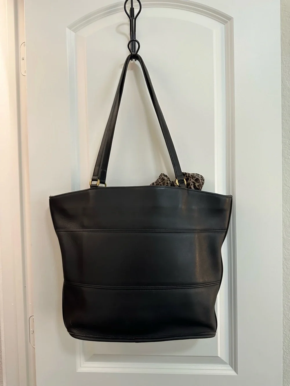 Vintage 1997 Coach Black Leather Tribeca Shopper Tote Bucket Bag - Picture 2 of 8